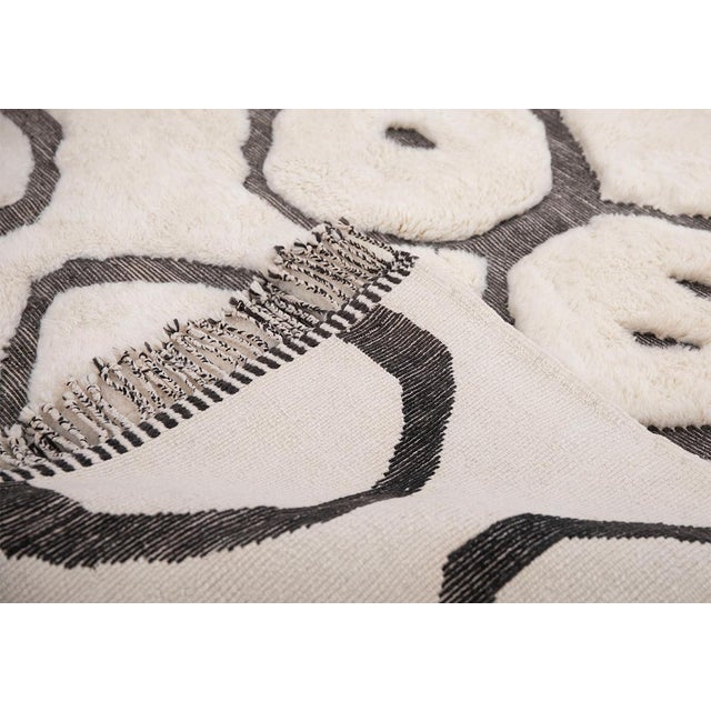 Artistic Circle Pattern Hand-Knotted Moroccan Wool Rug | 10'1" X 7'1" | One of a Kind For Sale - Image 4 of 9