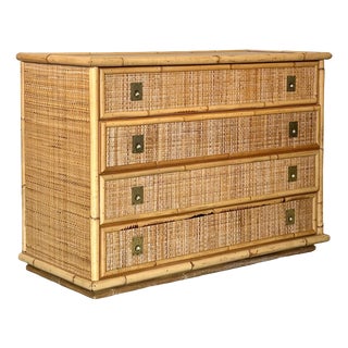 Wicker and Bamboo Chest of Drawers from Dal Vera, 1970s For Sale