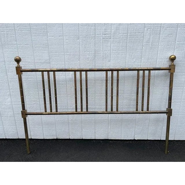 Mastercraft Faux Bamboo Brass King Headboard. Solid well built headboard. Intentional variation of shades to patina. Some...