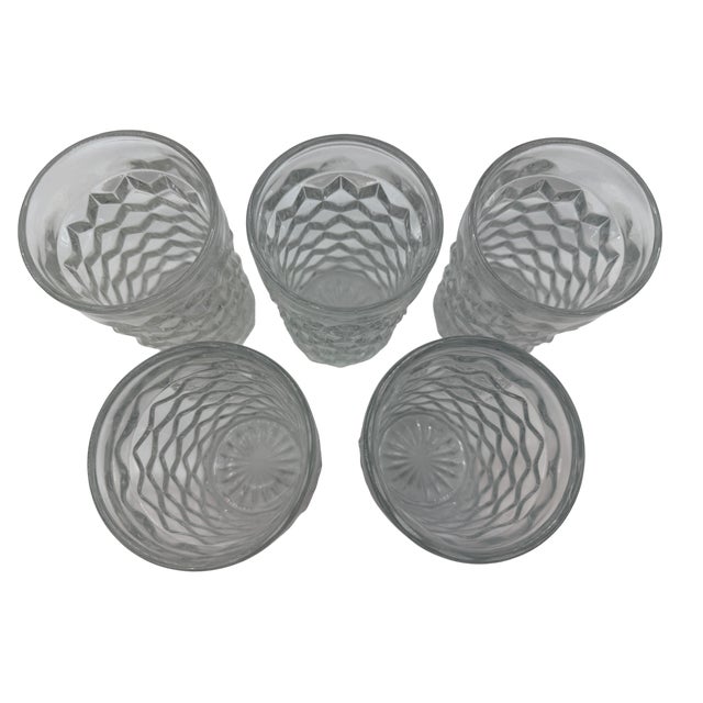 Fostoria Set of 5 Flat Iced Tea American Clear Glasses This set of 5 glasses reflect the iconic 2056 pattern by Fostoria....