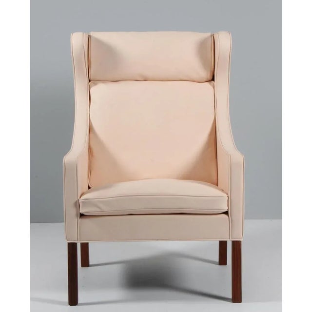 Set of Natural Leather Wingback Chair and Ottoman by Børge Mogensen for Fredericia For Sale - Image 11 of 13