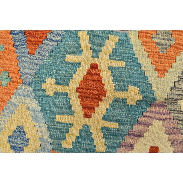Textile Kilim Rug 4’2” X 5’10” Multicolor Wool Tribal Handwoven Oriental Carpet For Sale - Image 7 of 12