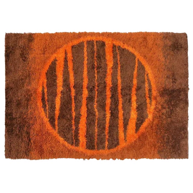 Supernova Shag Rug With Abstract Design, Circa 1970 For Sale