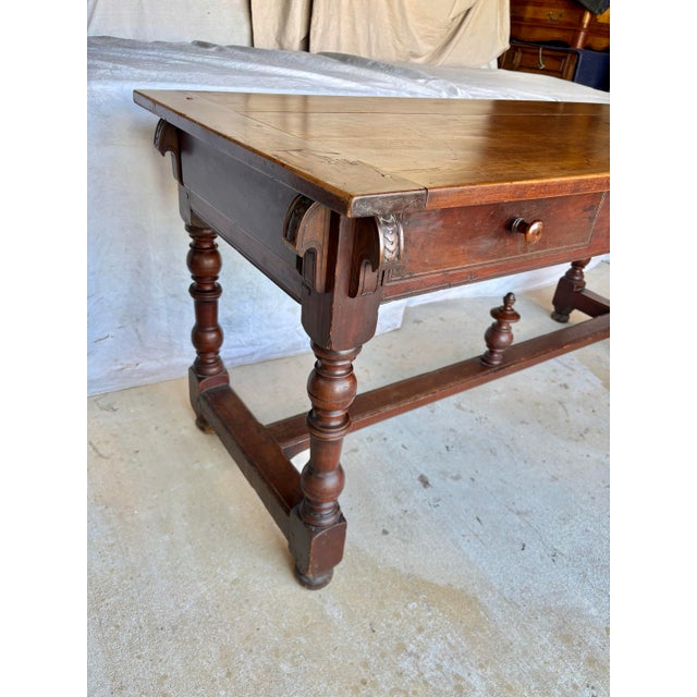 19th Century French Walnut Farm Table For Sale - Image 4 of 12