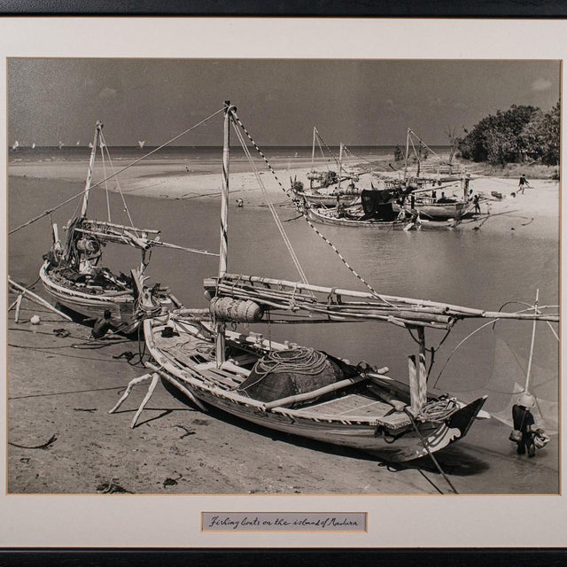 Vintage Photograph, Fishing Boats, Oriental, Monochrome, East Java, Mid Century For Sale - Image 4 of 9