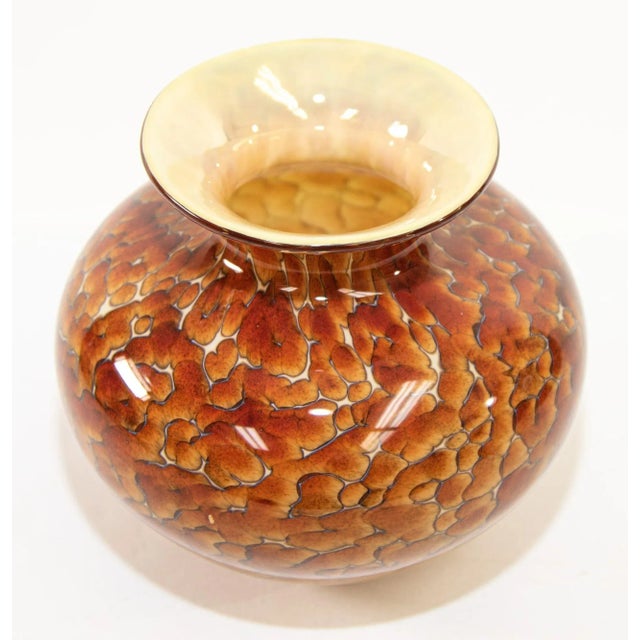 Contemporary Murano Style Leopard Tortoise Brown and Beige Signed Art Glass Large Vase For Sale - Image 3 of 13