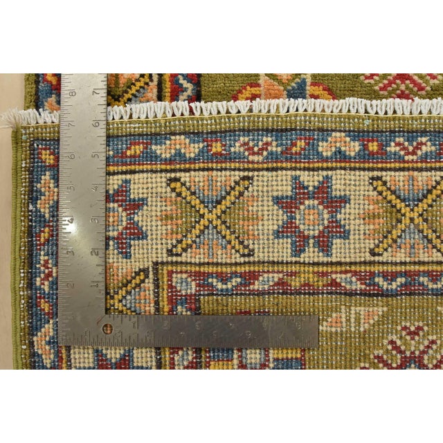 Kazak Runner 2’1” X 5’11” Green Wool Tribal Hand-Knotted Oriental Rug For Sale - Image 10 of 10