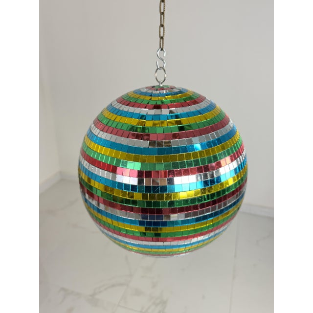 Multicolor Disco Ball with Mosaic Mirror and Rotor, 1990s For Sale - Image 6 of 8