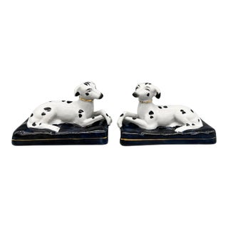 Late 20th C. Staffordshire Style Dalmatian Dogs on Cushions – Traditional / English Country For Sale