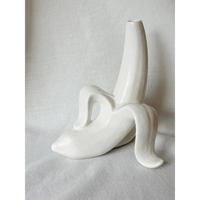Vintage Y2k Ceramic White Pop Art Banana Bud Vase For Sale In New York - Image 6 of 7