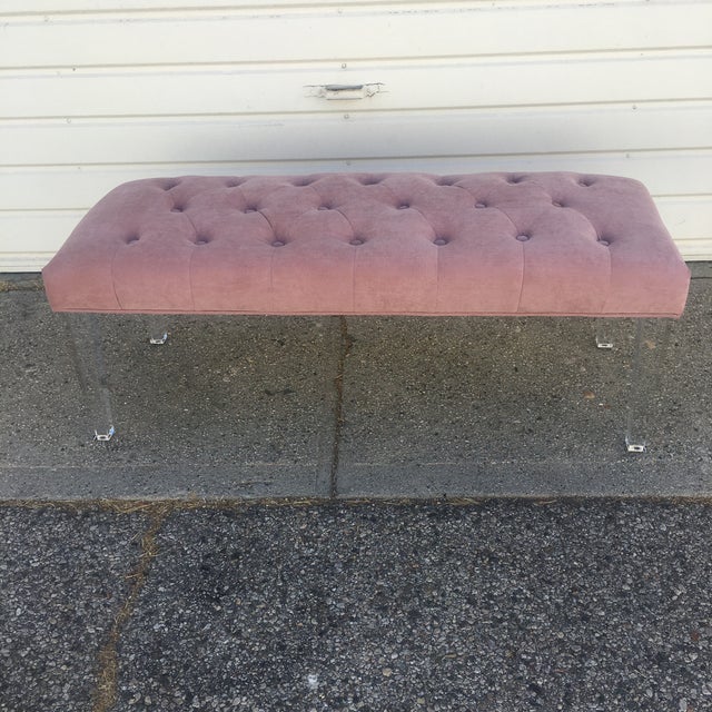 Lucite Pink Tufted Bench Chairish