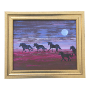 Landscape Western Abstract Minimalism Americana Blue Crimson Original Oil Painting Cleo Plowden