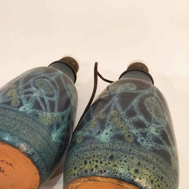 Serra Stoneware Table Lamps, 1960s, Set of 2 For Sale - Image 4 of 7