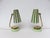 A pair of elegant bedside lamps, manufactured in the 1950s, in the mint green and brass color scheme typical of the...