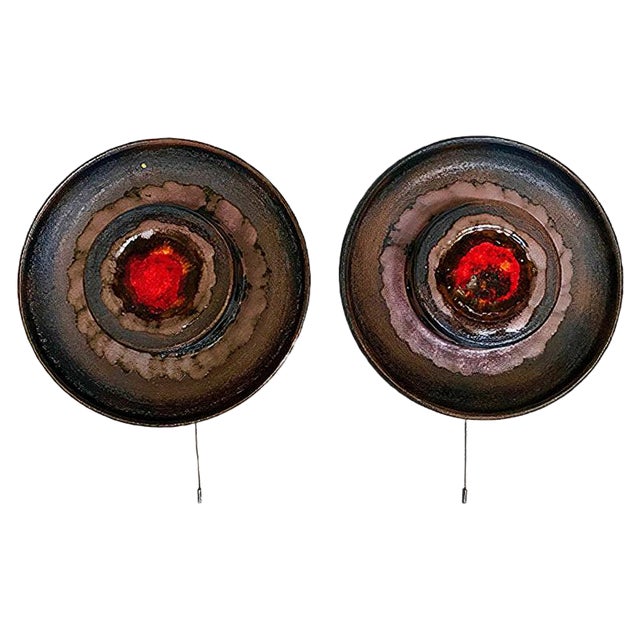 Large Scandinavian Ceramic Wall Lights, 1960s, Set of 2 For Sale