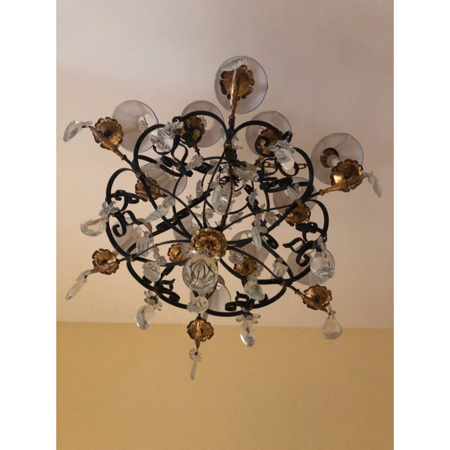 Vintage Traditional 12-Light Candle Style Tiered Chandelier W/Crystal & Gilt Metal Accents For Sale - Image 11 of 13