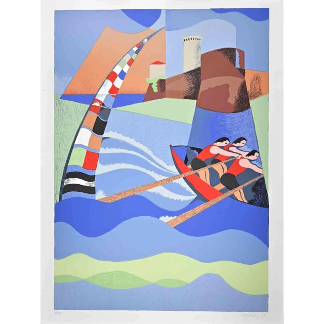 Osvaldo Peruzzi, Maritime Palio, Original Lithograph, 1989 For Sale