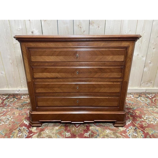Brown Louis Philippe Walnut Chest of Drawers For Sale - Image 8 of 9