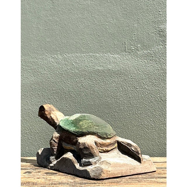 Vintage Hand Carved Turtle Sculpture For Sale - Image 11 of 12
