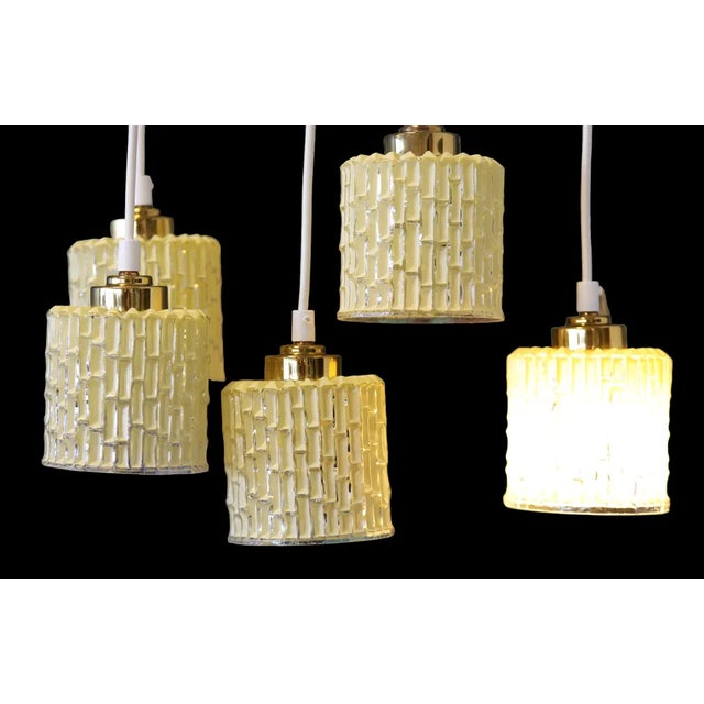 Window Ceiling Lamp with Relief-Patterned Glass and Brass Knob, 1960s For Sale - Image 10 of 12