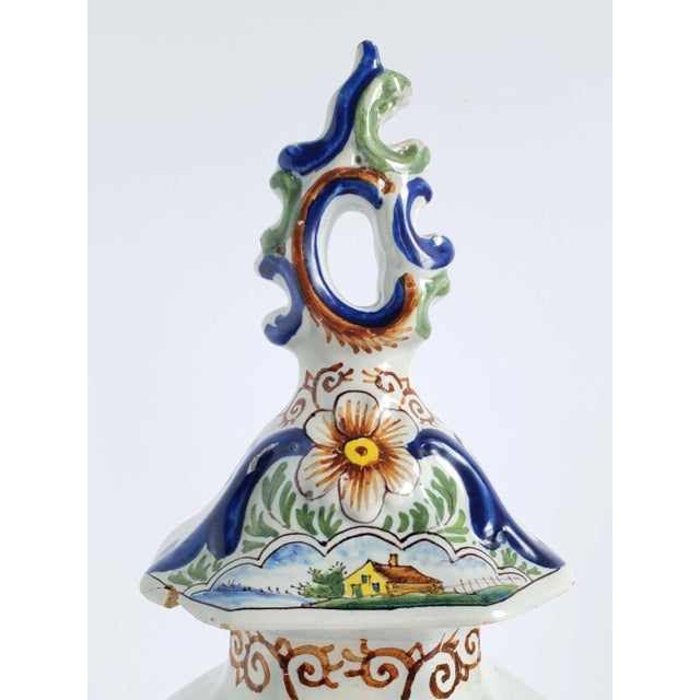 Antique 17th Century Delft Hand Painted Polychrome Lidded Jar Lidded Jar For Sale - Image 10 of 12