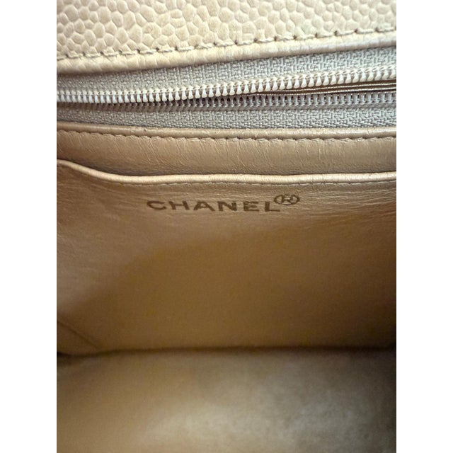 Vintage 24K Beige Quilted Caviar CC Shoulder Handbag For Sale - Image 9 of 9