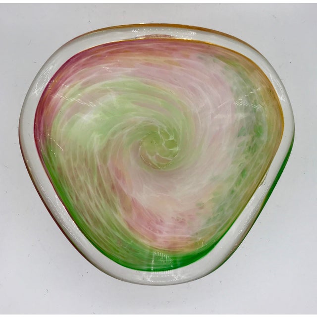 Mid-Century Modern Mid-Century Murano Pastel Swirls Zanfirico Organic Form Bowl For Sale - Image 3 of 13
