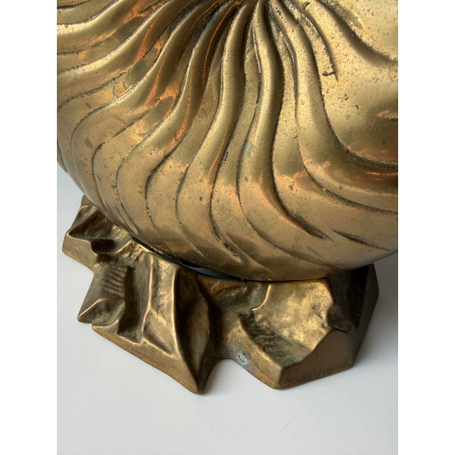 Vintage Hollywood Regency Brass Nautilus Shell Planter For Sale - Image 10 of 11
