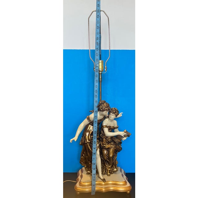 Vintage Moreau Spelter Figural Two Women Table Lamp Chairish
