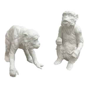 Pair of Vintage Bisque Porcelain Macaque Monkeys