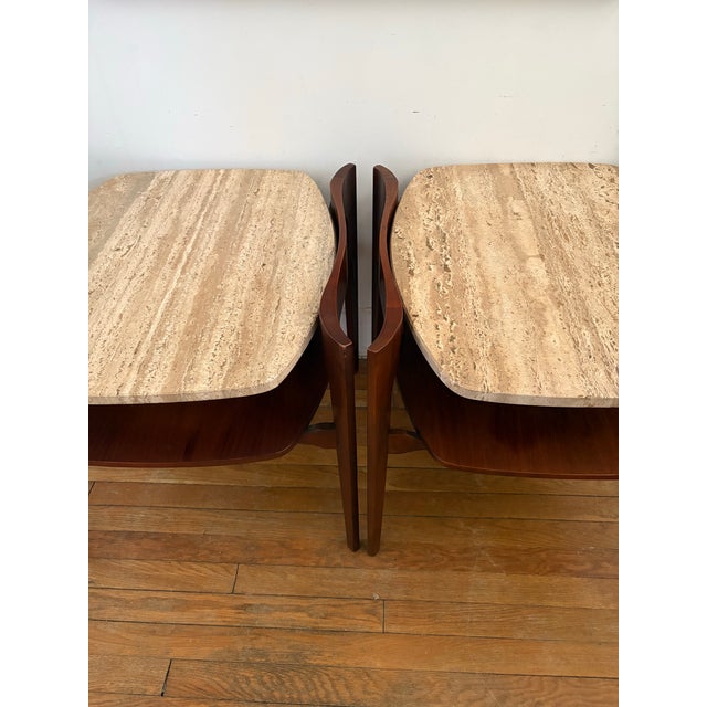 1960s Bertha Schaefer Walnut W/Travertine Side/End Table, 1960 For Sale - Image 5 of 6