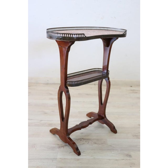 Metal Antique Side Table in Walnut and Marble Top For Sale - Image 7 of 12