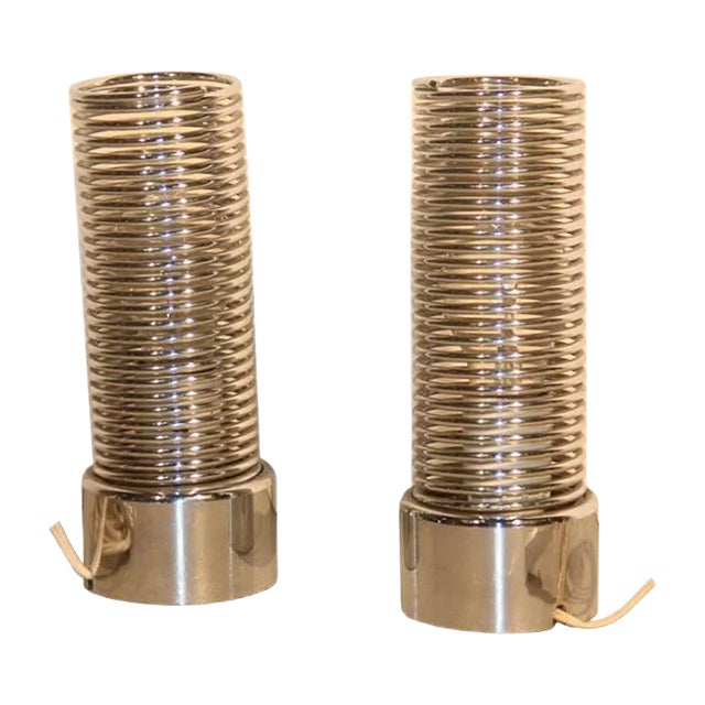 Steel Spiral Table Lamps by Targetti Sankey for Guzzini, 1970s, Set of 2 For Sale