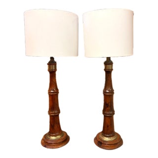 Mid Century Faux Bamboo Lamps For Sale