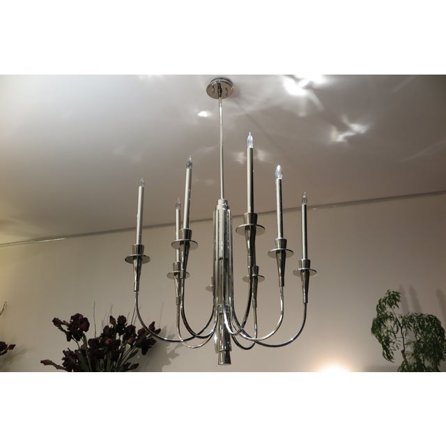 Silver 1960s Polished Nickel Chandelier For Sale - Image 8 of 8