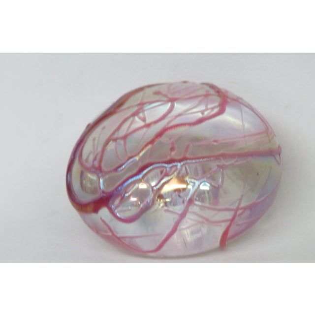 Mid-Century Modern Intaglio Anton Pink Iridescent Carnival Glass Paperweight Studio Art 4613b For Sale - Image 3 of 18