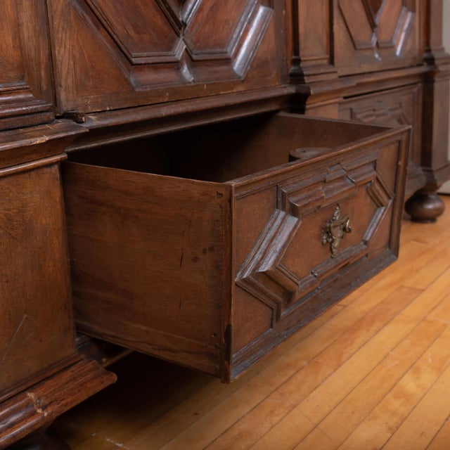 Brown Antique Belgian Oak Carved Armoire For Sale - Image 8 of 9