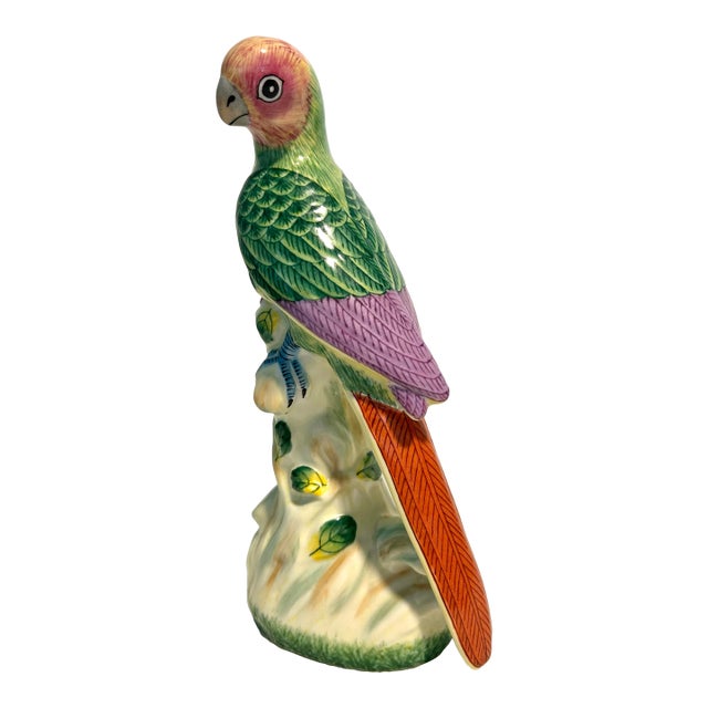 MCM Gump’s Italian Hand Painted Porcelain Parrot For Sale