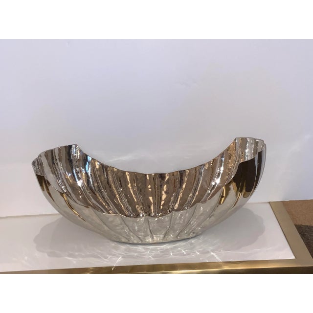 Modern Polished Nickel Channeled Boat Bowl For Sale - Image 4 of 4