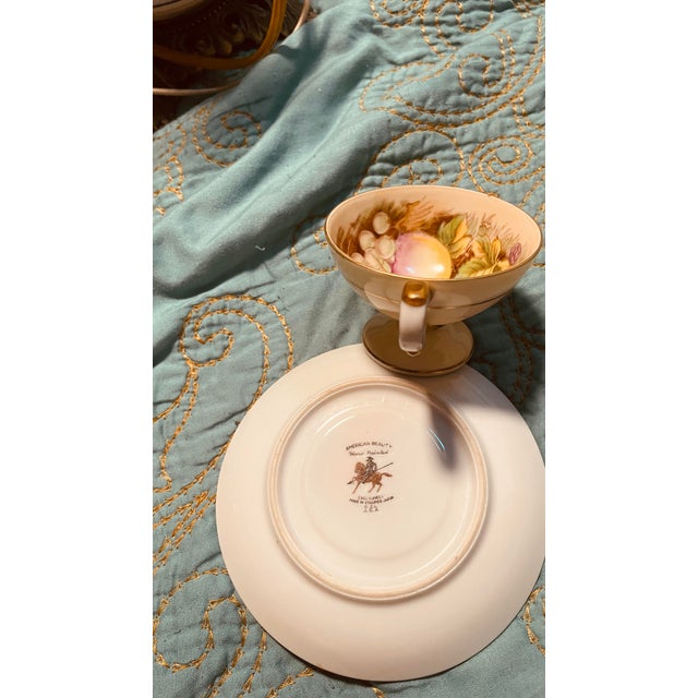Antique American Beauty ‘Demitasse’ Small Teacup & Saucer Set For Sale - Image 4 of 6