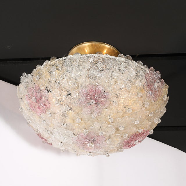 1960s Mid-Century Hand-Blown Rose Murano Glass Florets Chandelier by Barovier & Toso For Sale - Image 5 of 18