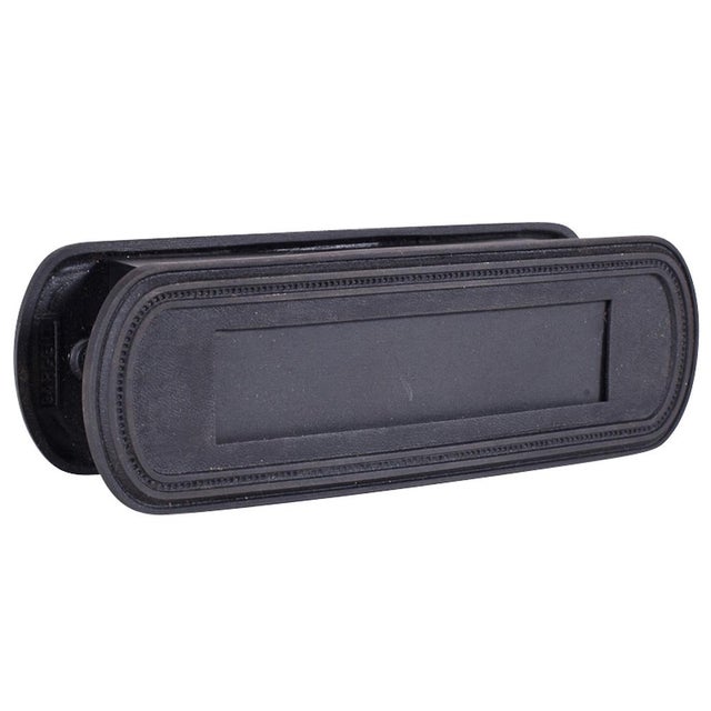 Old Stock Black Cast Mail Slot Circa 1934. Manufactured by Sargent & Co., New Haven Ct. Outside Dimensions: 2.5" wide x...