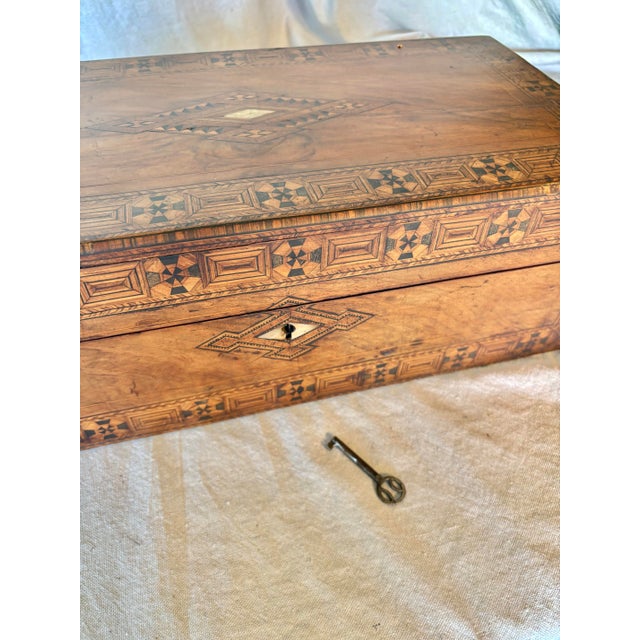 19th Century English Walnut Tunbridge Ware Writing Box For Sale - Image 12 of 12