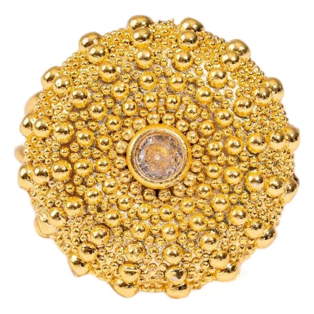 Celestial Sunburst Gold Adjustable Ring, Size 4 For Sale