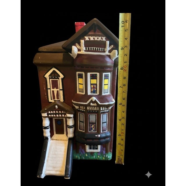 Vintage 1980s Painted Lady Victorian House Ceramic Cookie Jar For Sale - Image 4 of 12