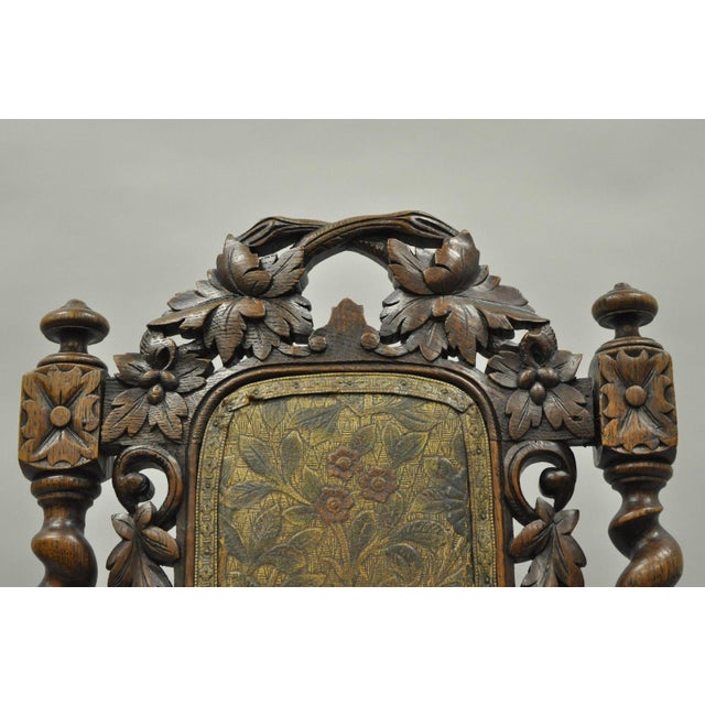 Black Forest Carved Oak Barley Twist Dining Chair | Chairish