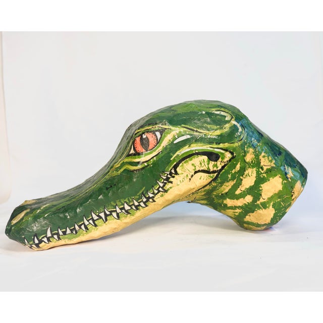 Vintage Paper Mache Alligator Head Sculpture For Sale - Image 4 of 9