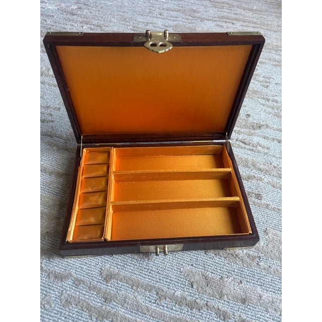 Auburn Asian Rosewood Brass Bound Jewelry Box For Sale - Image 8 of 11