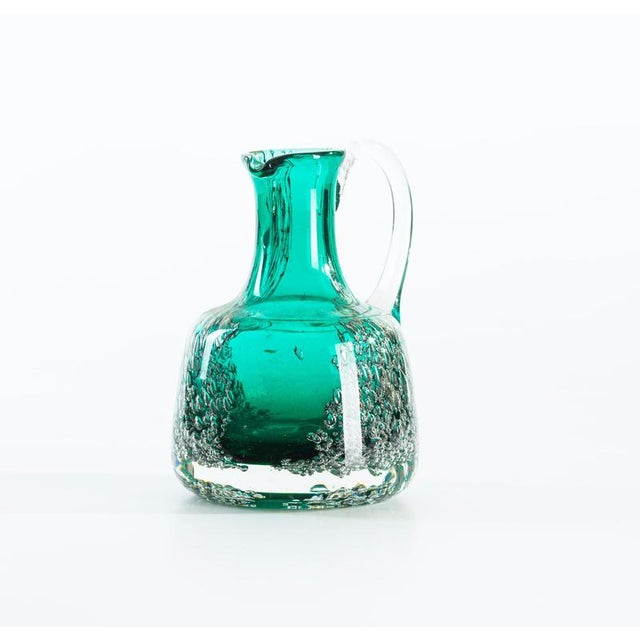 Vintage Bubble Green Glass Pitcher, Austria, Mid-20th Century For Sale - Image 4 of 6