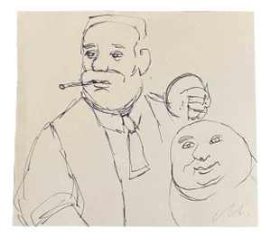 Mino Maccari, Figures, Ink Drawing, Mid-20th Century